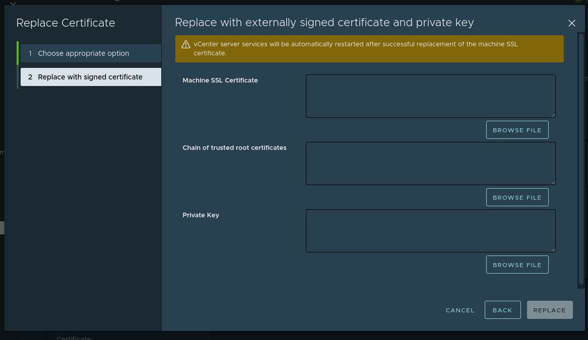 Replace cert